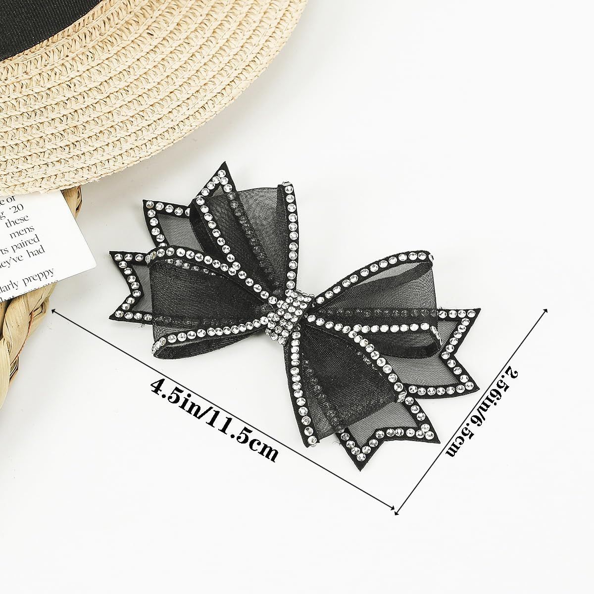 2 Pairs Bow Shoe Clips for Women Dress Shoes Mesh Bow Rhinestone Shoe Clip Detachable Classic Fashion Sparkling Bow Heels Shoe Charms Bridal Wedding Party Crystal Shoe Buckles