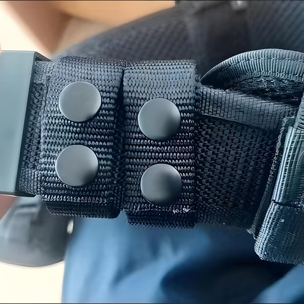 10 PCS Black Nylon Belt Keepers, Double Snaps Security Tactical Belt Keepers for 2"-2¼" Wide Duty Belt, Police Duty Belt Law Enforcement Accessories