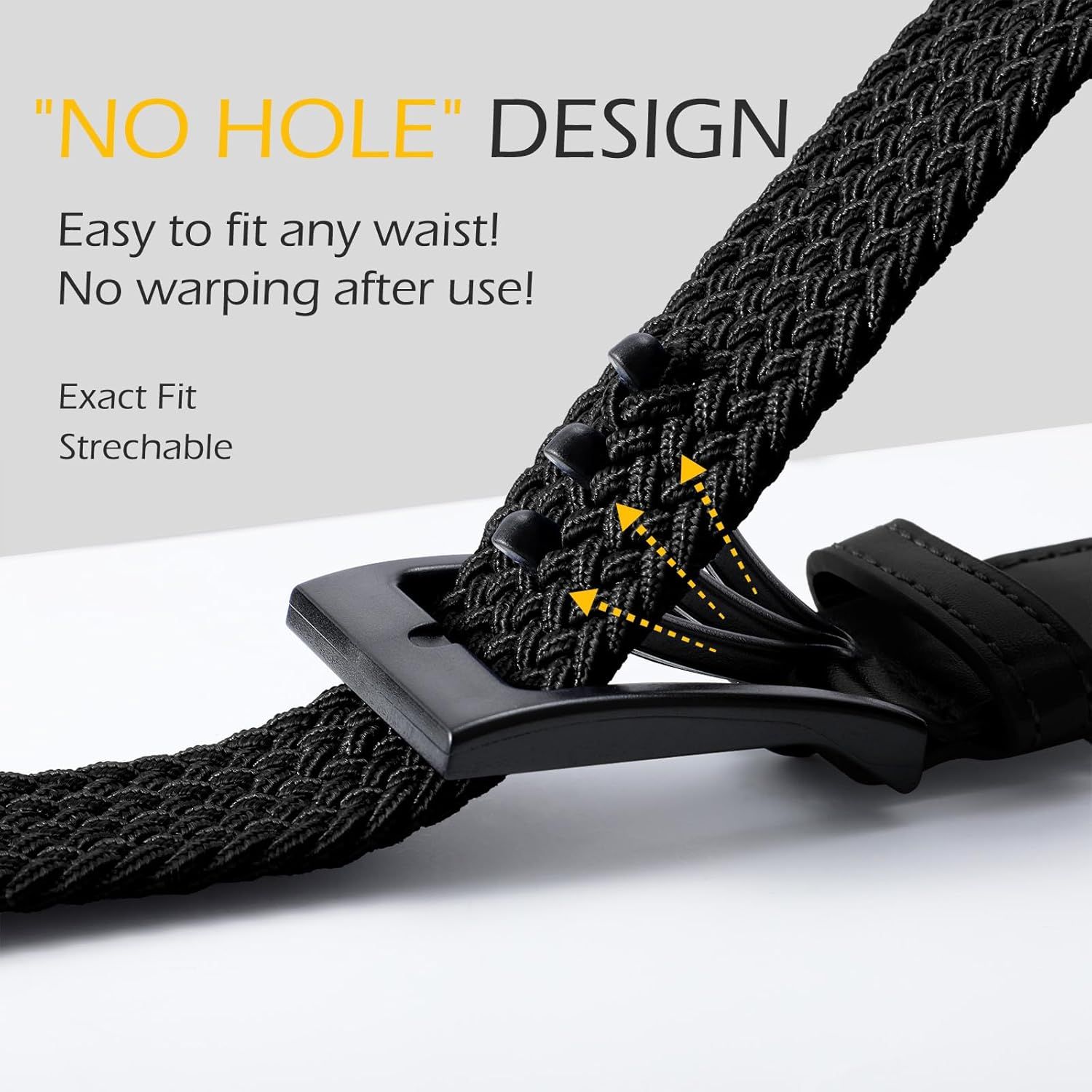 Braided Stretch Belt for Men, Elastic Woven Belt, casual Fabric Golf Belt, 1 3/8" for golf pants jeans