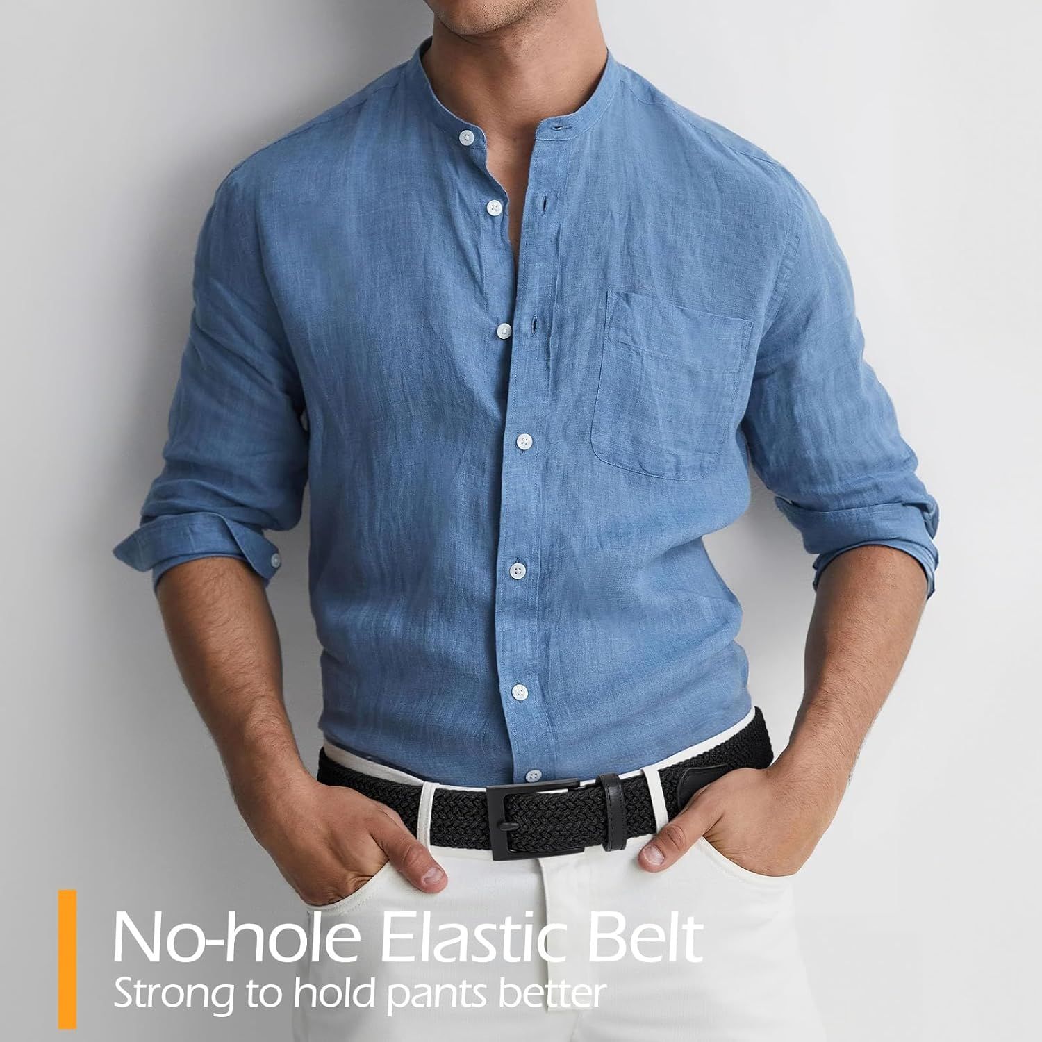 Braided Stretch Belt for Men, Elastic Woven Belt, casual Fabric Golf Belt, 1 3/8" for golf pants jeans