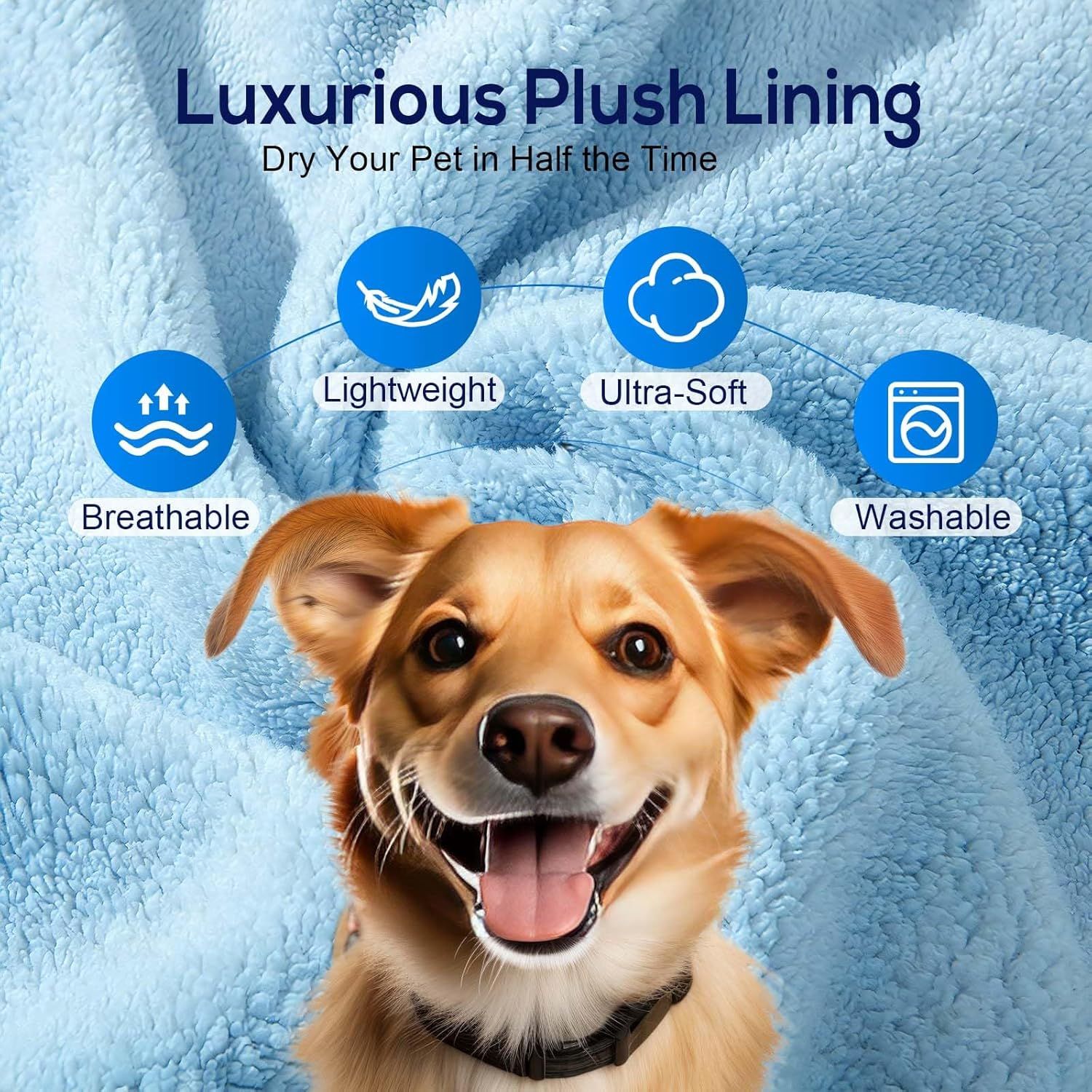 Paw Bathing Towel for Cats Puppy, Machine-Washable Reusable Pet Grooming Towel - Soft, Absorbent Quick-Dry Bath Mitt for Dirt Odor Removal, Daily Care & Travel (Blue)