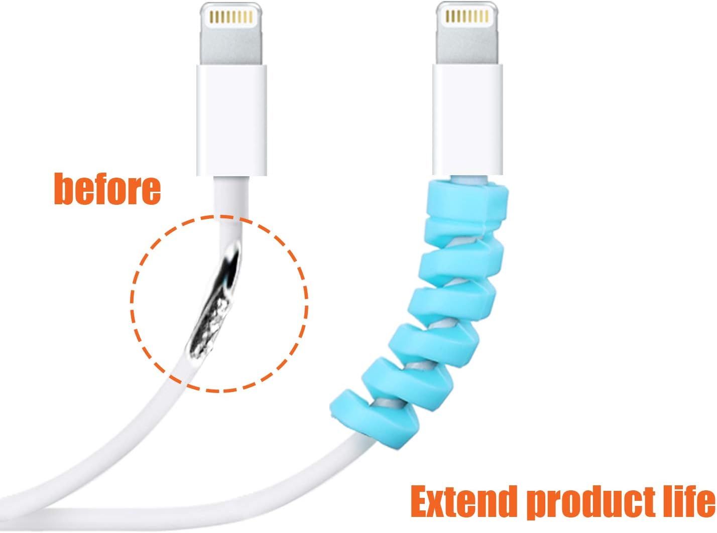 24 Pcs Charger Cable Protector,Silicone lexible Cable Saver,Spiral USB Mouse Wire Protector or Headphone Laptop Earphone Cell Phone Wrap Accessories (Black,Pink,Blue,Green)