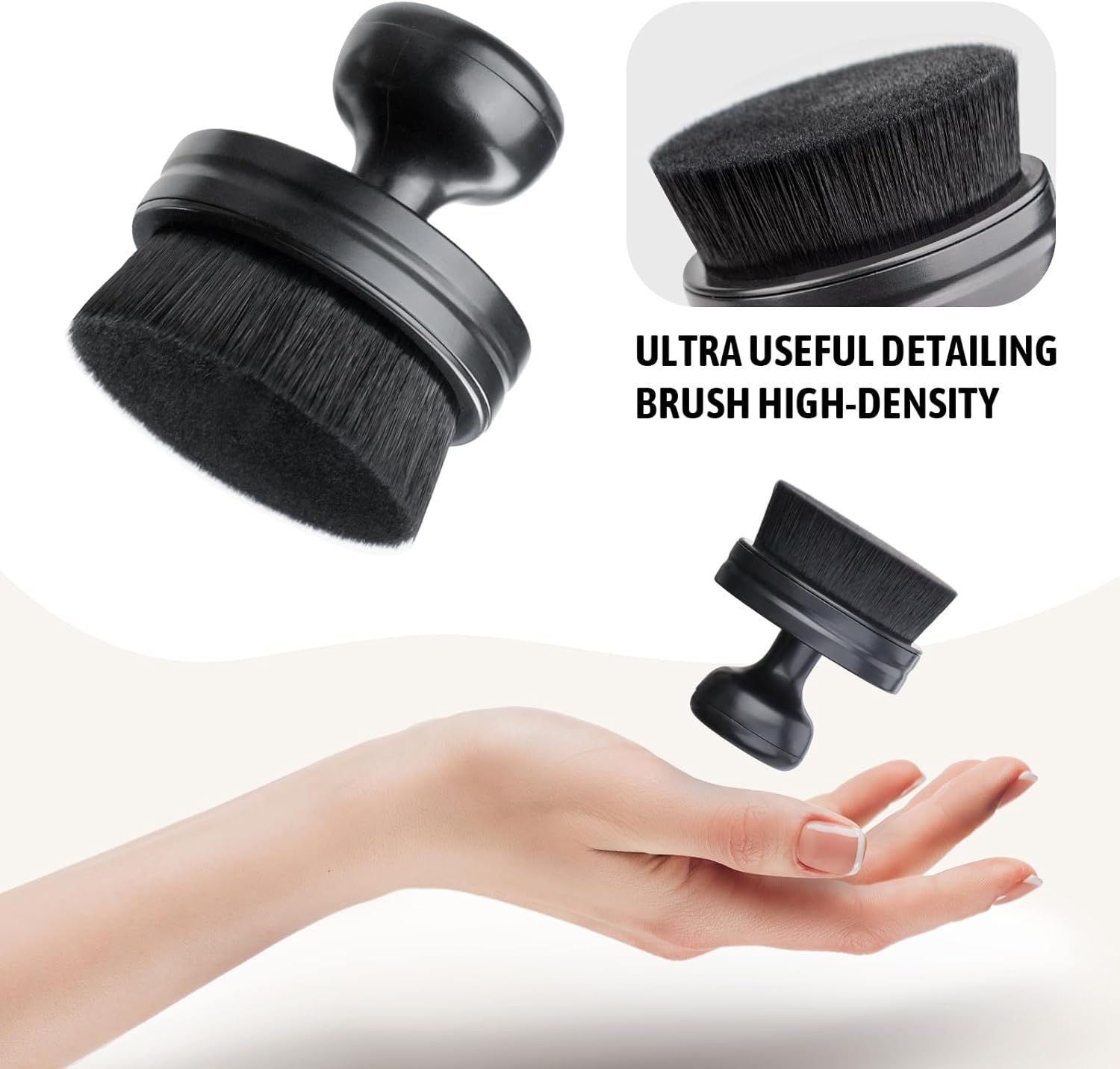 Tire Shine Applicator,Vegan Tire Shine Brush with Stand or Auto Detailing Cleaning Service (Black+Blue)