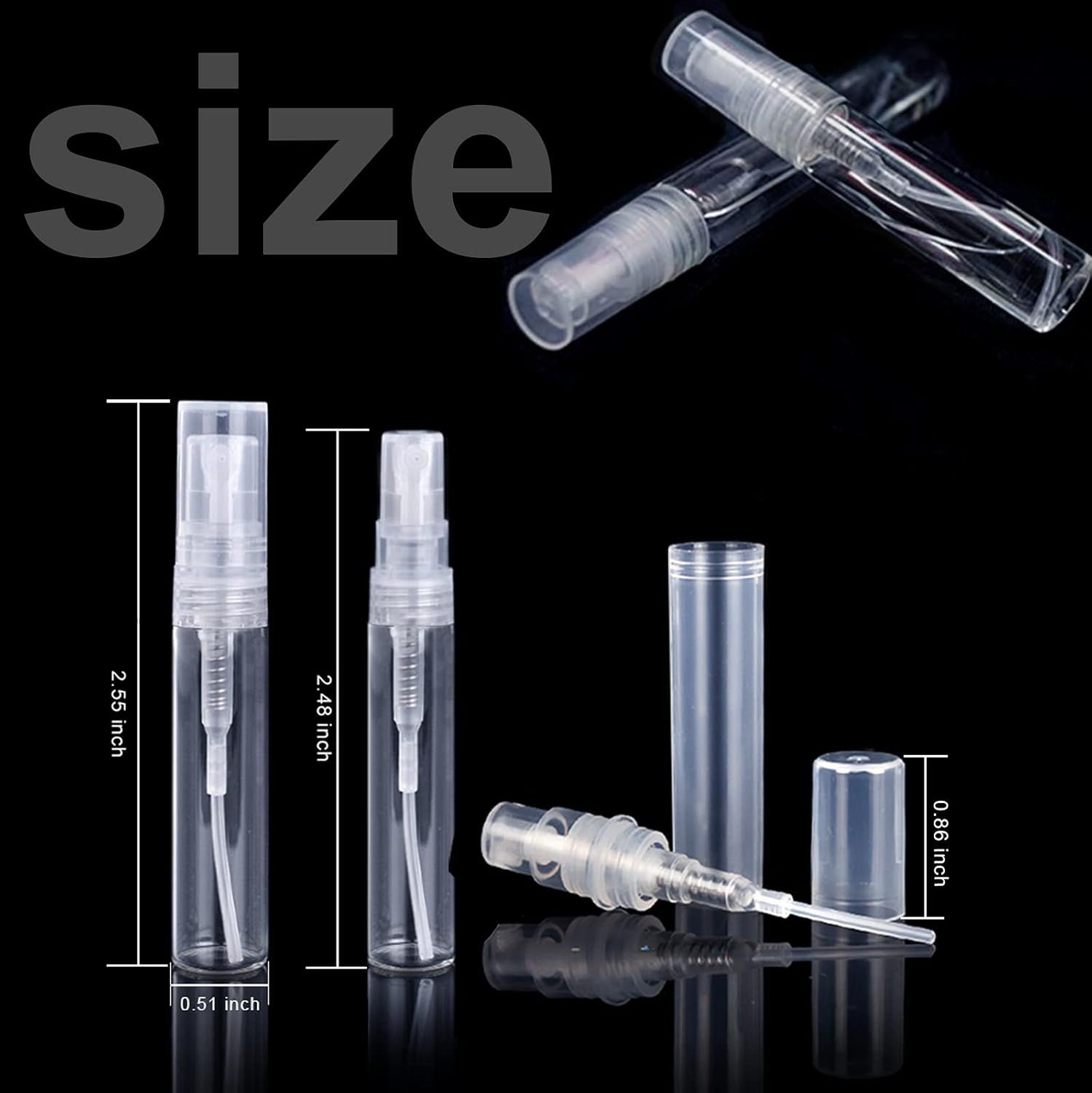60 Pack 3ml Mini Spray Bottle, Clear Plastic Empty Cute Perume Atomizer Bottle or Cleaning, Travel, Essential Oils, Perume.