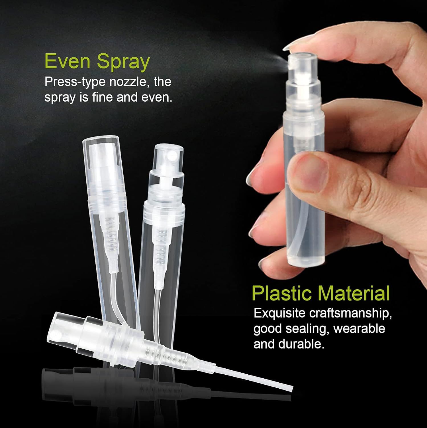60 Pack 3ml Mini Spray Bottle, Clear Plastic Empty Cute Perume Atomizer Bottle or Cleaning, Travel, Essential Oils, Perume.