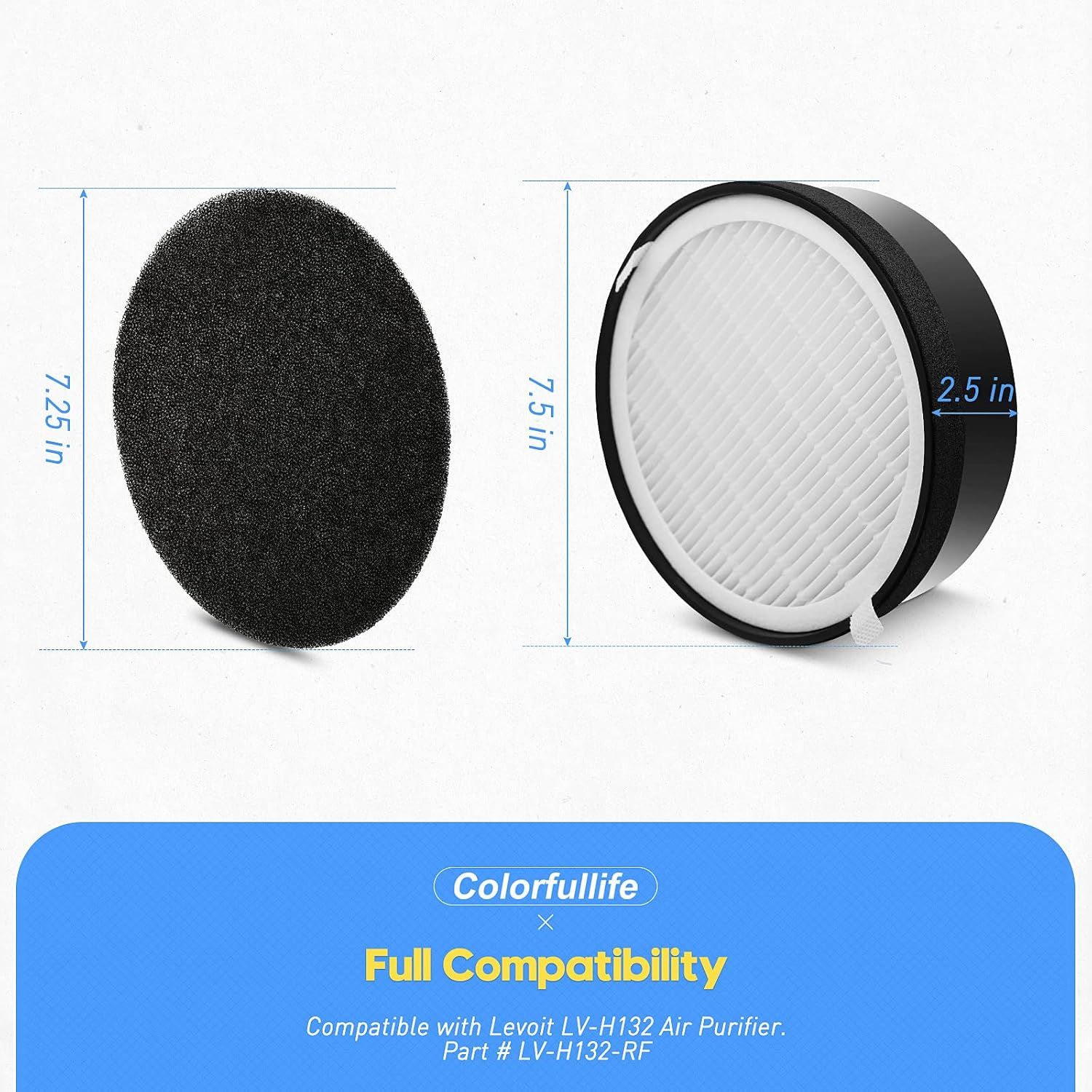 3 Pack LV-H132 Replacement ilter Compatible with LEVOIT LV-H132 Air Puriier ilter Replacement, H13 True HEPA ilter, Activated Carbon ilter, Pre ilters, Part # LV-H132-R