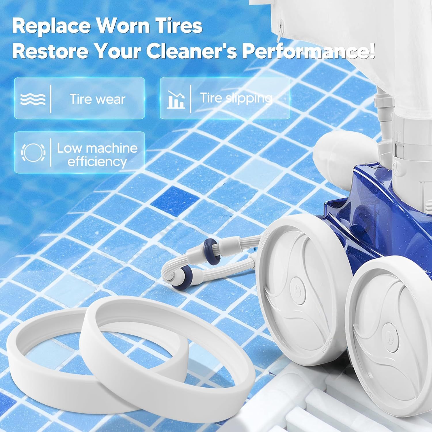 Pool Cleaner All Purpose Tire Replacement Part Compatible with Polaris 280 360 180 380 C10 C-10 Pack o 3