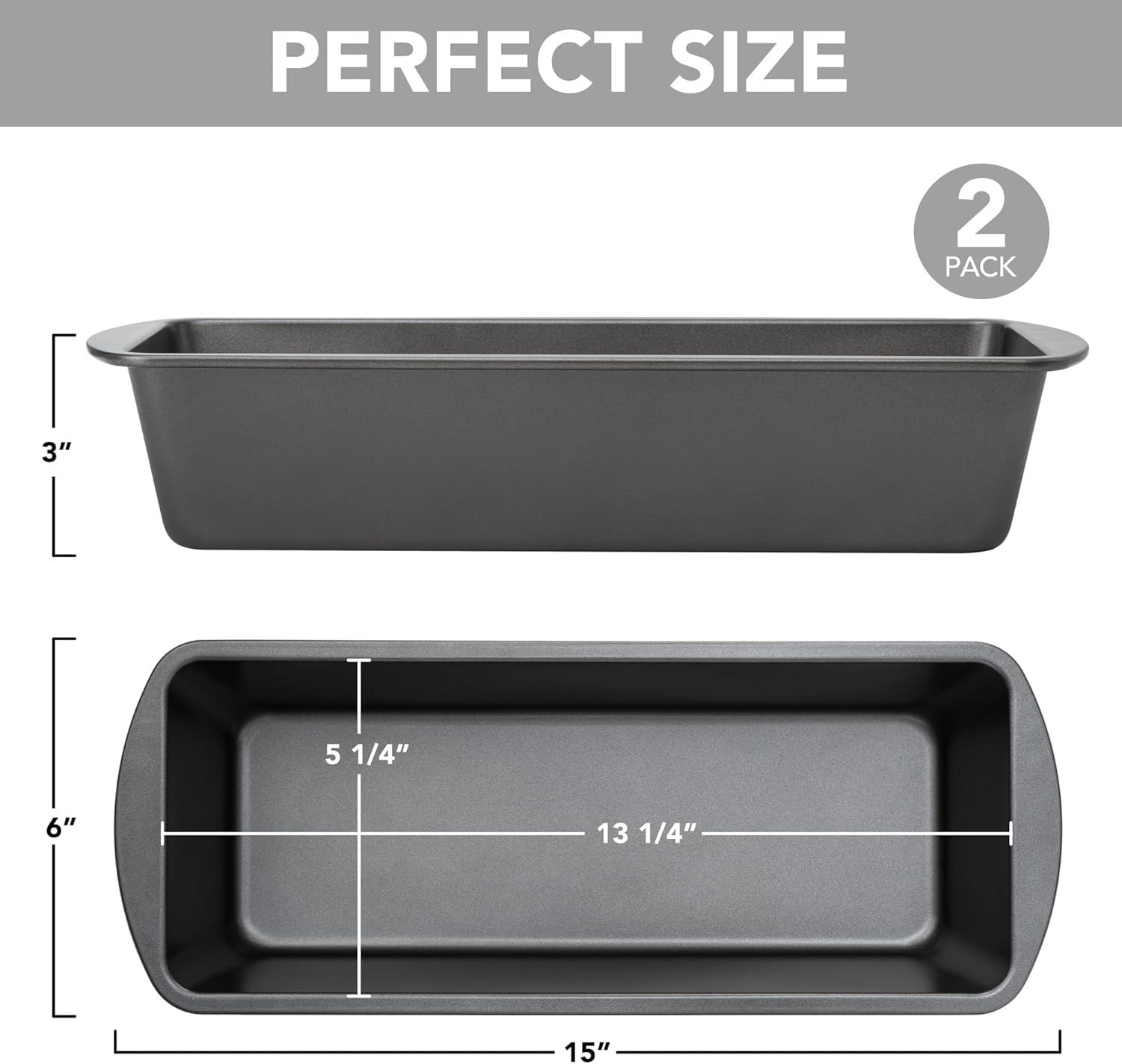 Extra Large Bread Pan, 13" x 5" Long Loa Pan, Nonstick Baking Pan, Rectangular Loa Tin, Set o 2