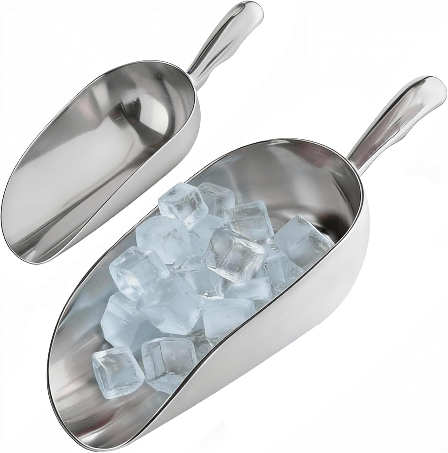 [Set o 2] 24oz + 85oz Metal Scoops or Ice Machine - Large Aluminum Ice Scoop Bundle - Hand Wash Only