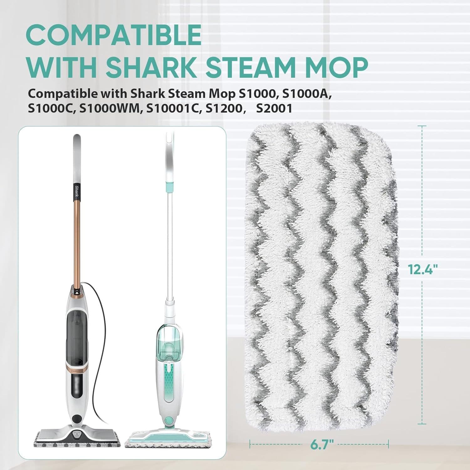 Steam Mop Pads 6 Pack Replacement for Shark S1000 S2001 Compatible Machine Washable Microfiber Dirt Grip Pads