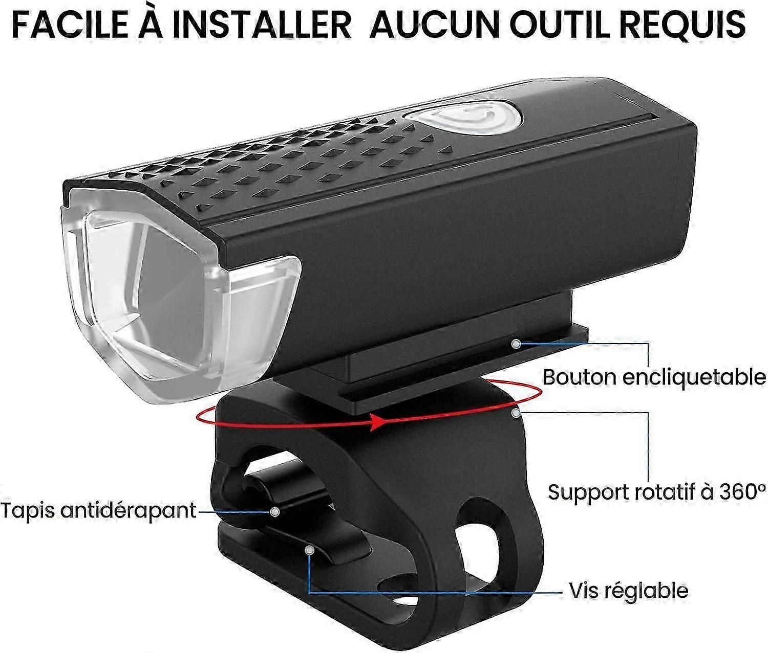 USB Rechargeable LED Bike Front Light - Waterproof, 5 Modes, for All Bikes