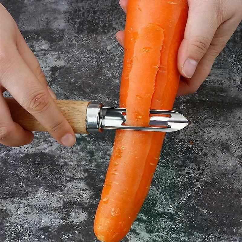 Stainless Steel Peeler with Wooden Handle - for Fruit & Vegetable (Tomato/Pear/Apple/Potato)