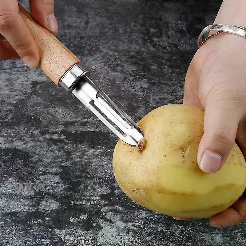 Stainless Steel Peeler with Wooden Handle - for Fruit & Vegetable (Tomato/Pear/Apple/Potato)
