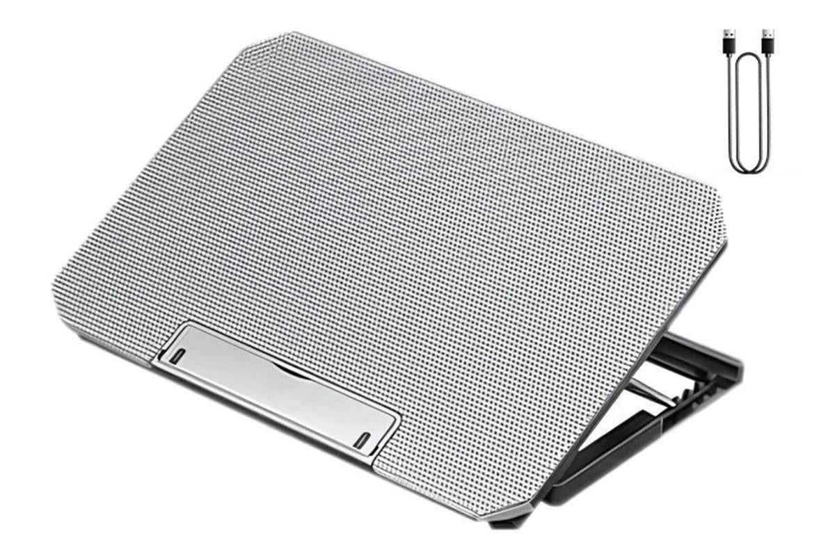 Laptop Cooling Pad Adjustable Height Cooling Stand with Adjustable Height 2 USB Ports Dual Turbine Fans - Silver