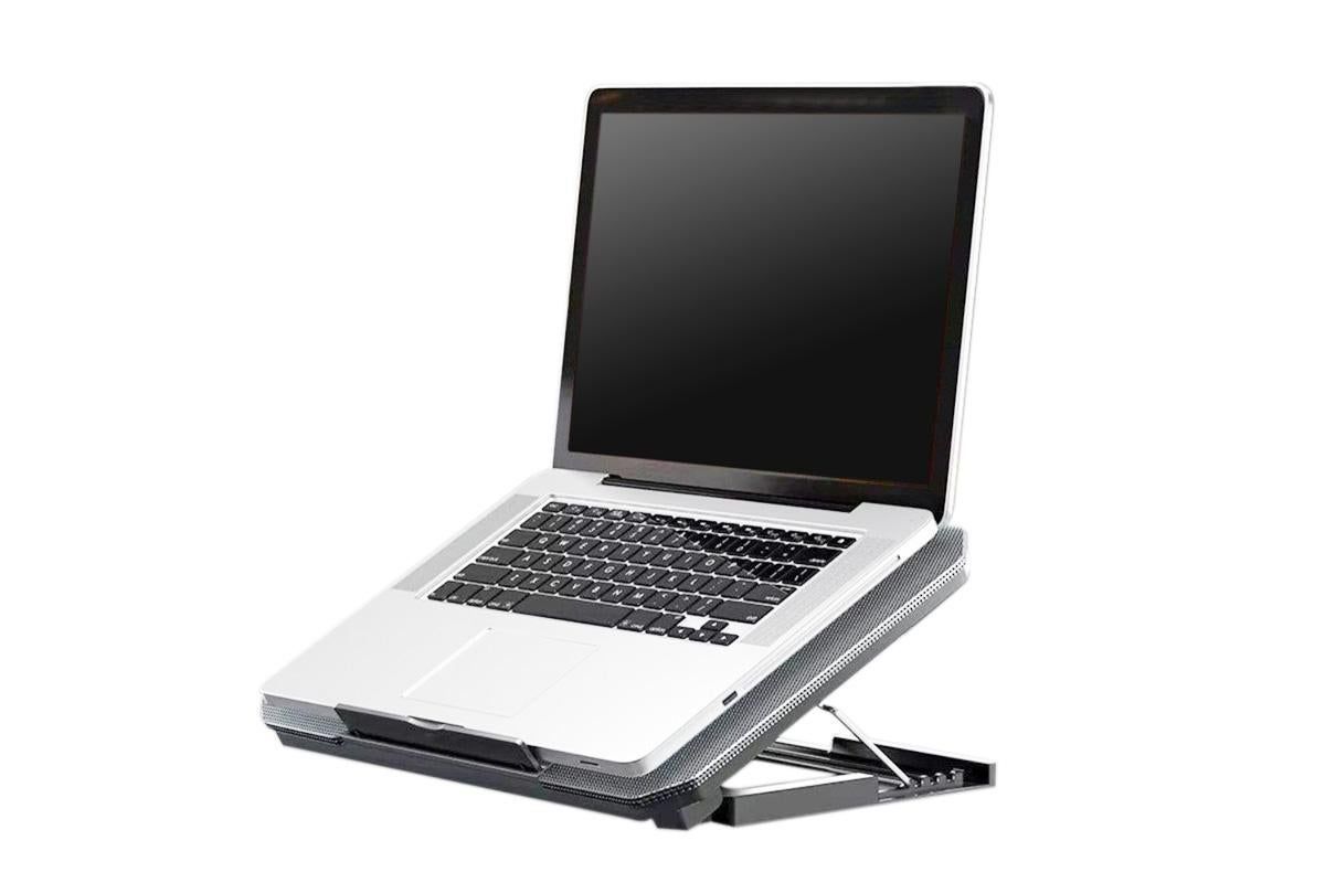 Laptop Cooling Pad Adjustable Height Cooling Stand with Adjustable Height 2 USB Ports Dual Turbine Fans - Silver