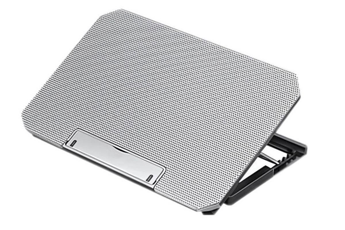 Laptop Cooling Pad Adjustable Height Cooling Stand with Adjustable Height 2 USB Ports Dual Turbine Fans - Silver