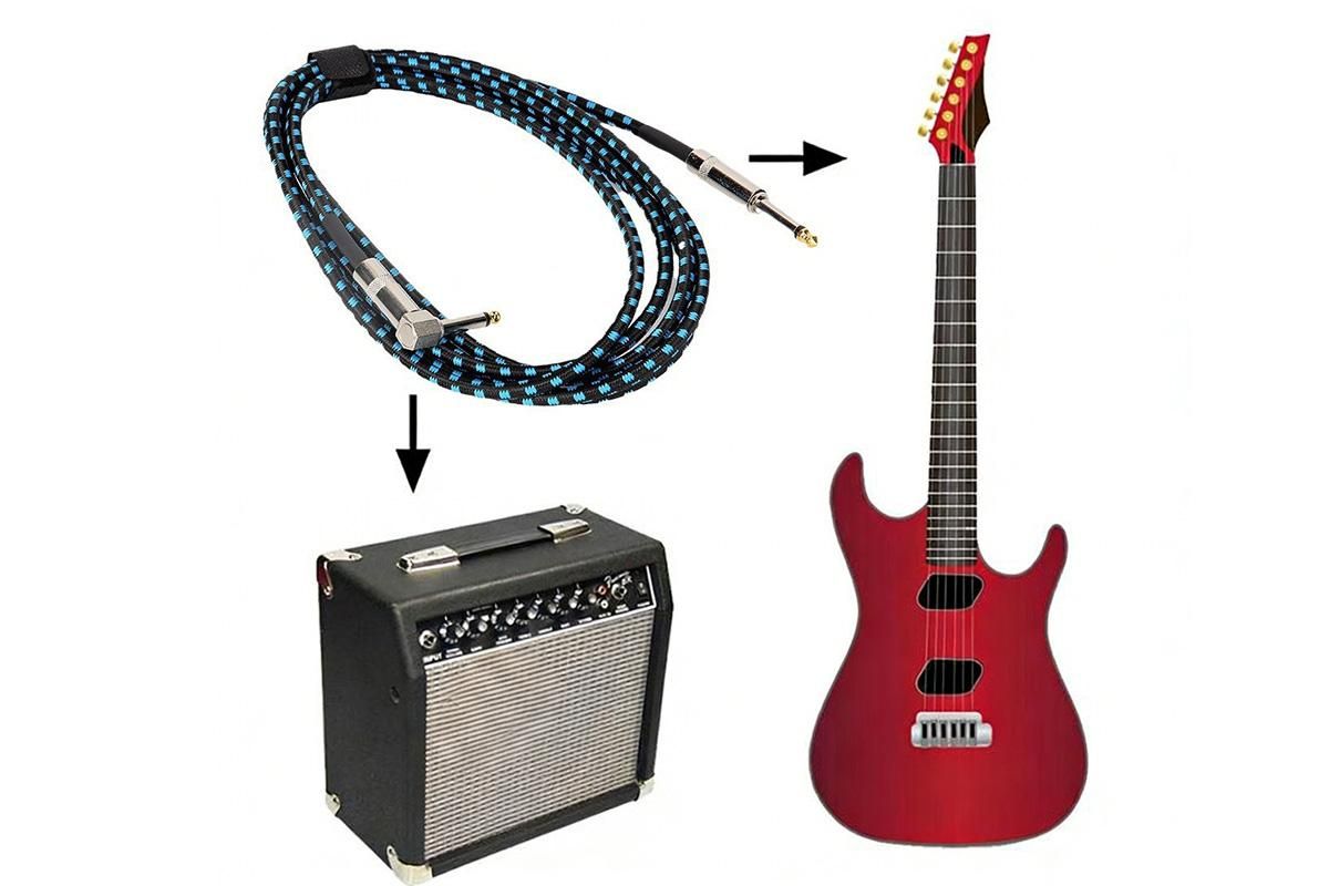 3m Electric Guitar Cord Cable 6.35mm Jacks For Amp Pedals Instrument