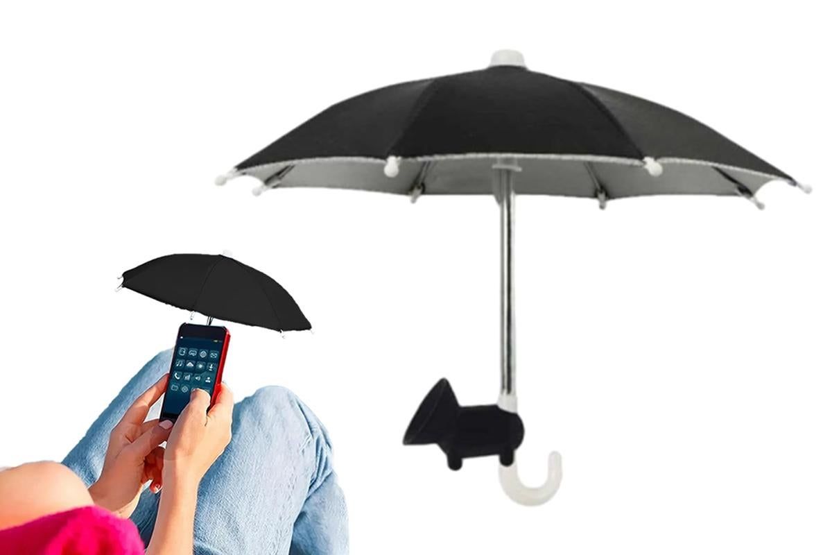Phone Umbrella with Suction Cup Stand Universal Adjustable Piggy Anti-Glare Sun Shade -Black