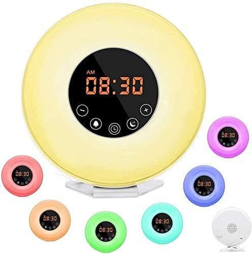 Wake-Up Light Alarm Clock Night Light Alarm Clock with Bluetooth Speaker Dimmable Colorful Light