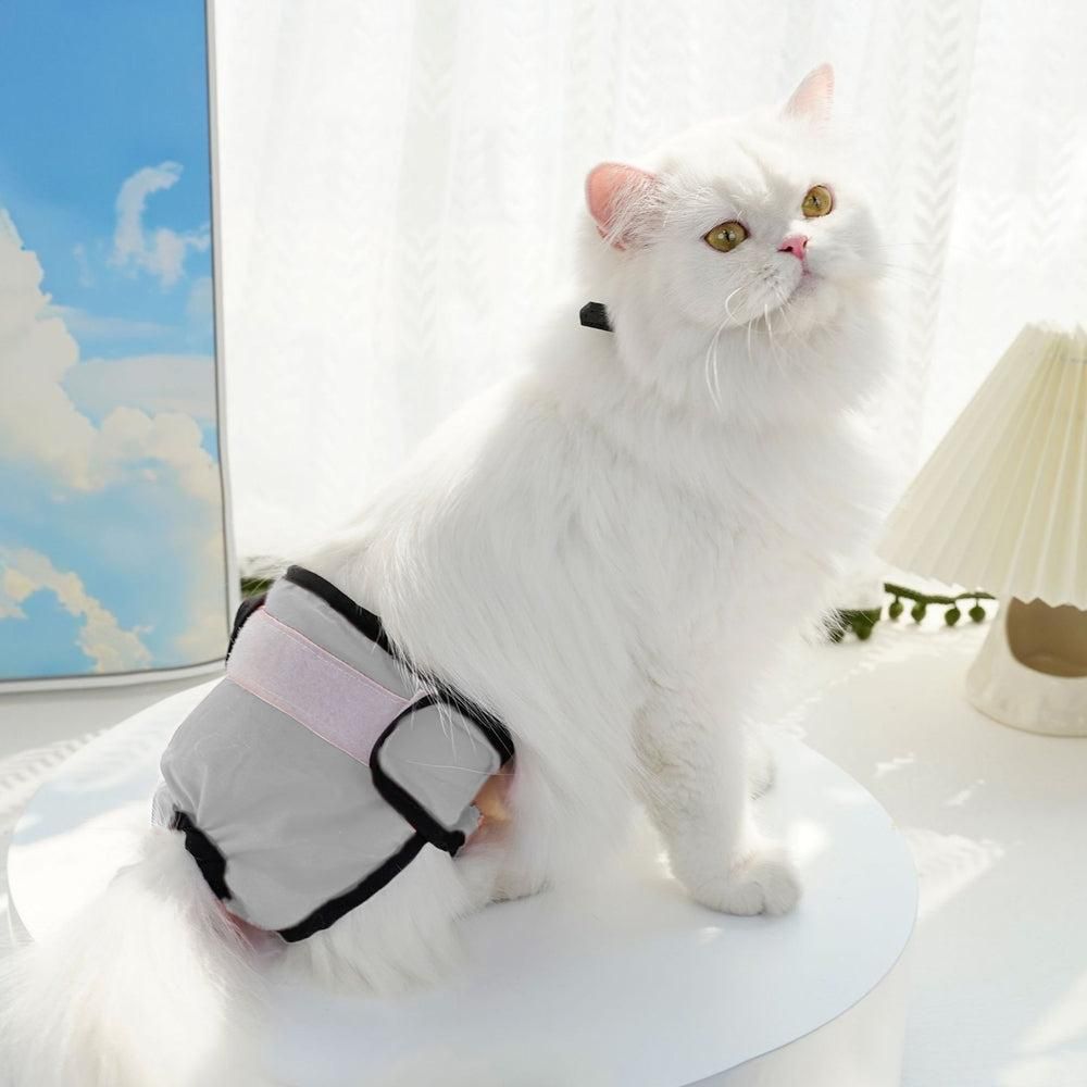 Washable Female Pet Nappy Diaper Dog Cat Physiological Pants Gray - M
