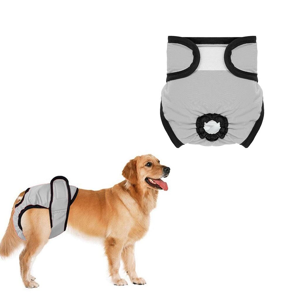 Washable Female Pet Nappy Diaper Dog Cat Physiological Pants Gray - L