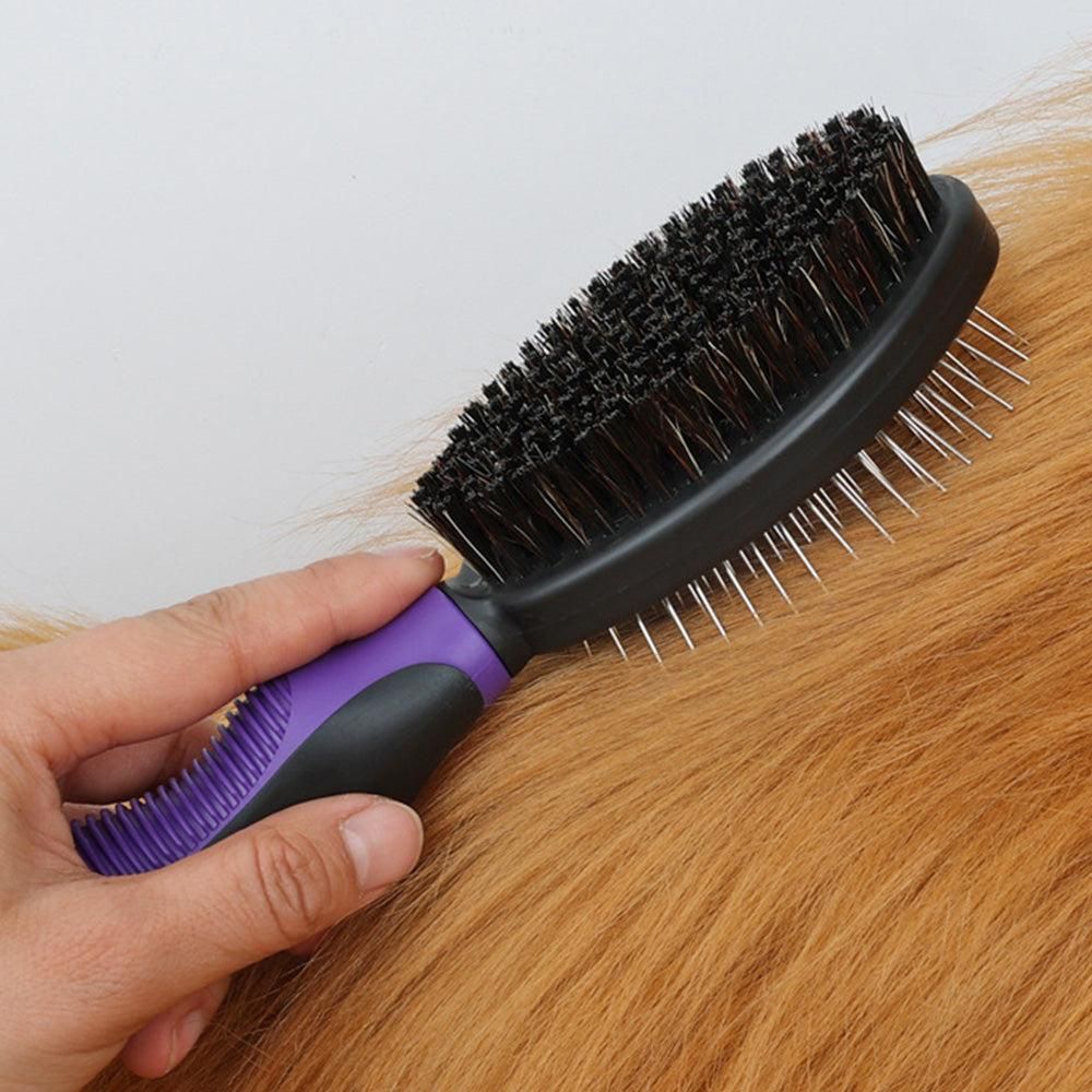 2PCS Pet Grooming Brushes Deshedding Bath Brush for Dogs Cats & Horses Purple