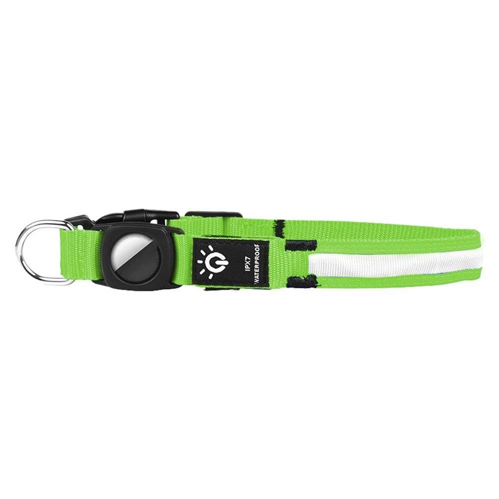 Luminous LED Pet Dog Collar Light-up USB Rechargeable Dog Collar Green - L