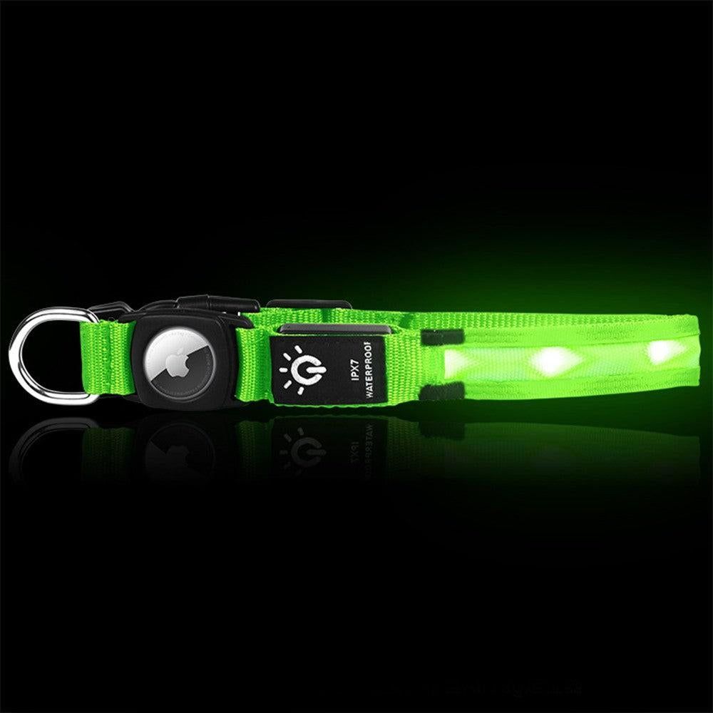 Luminous LED Pet Dog Collar Light-up USB Rechargeable Dog Collar Green - L