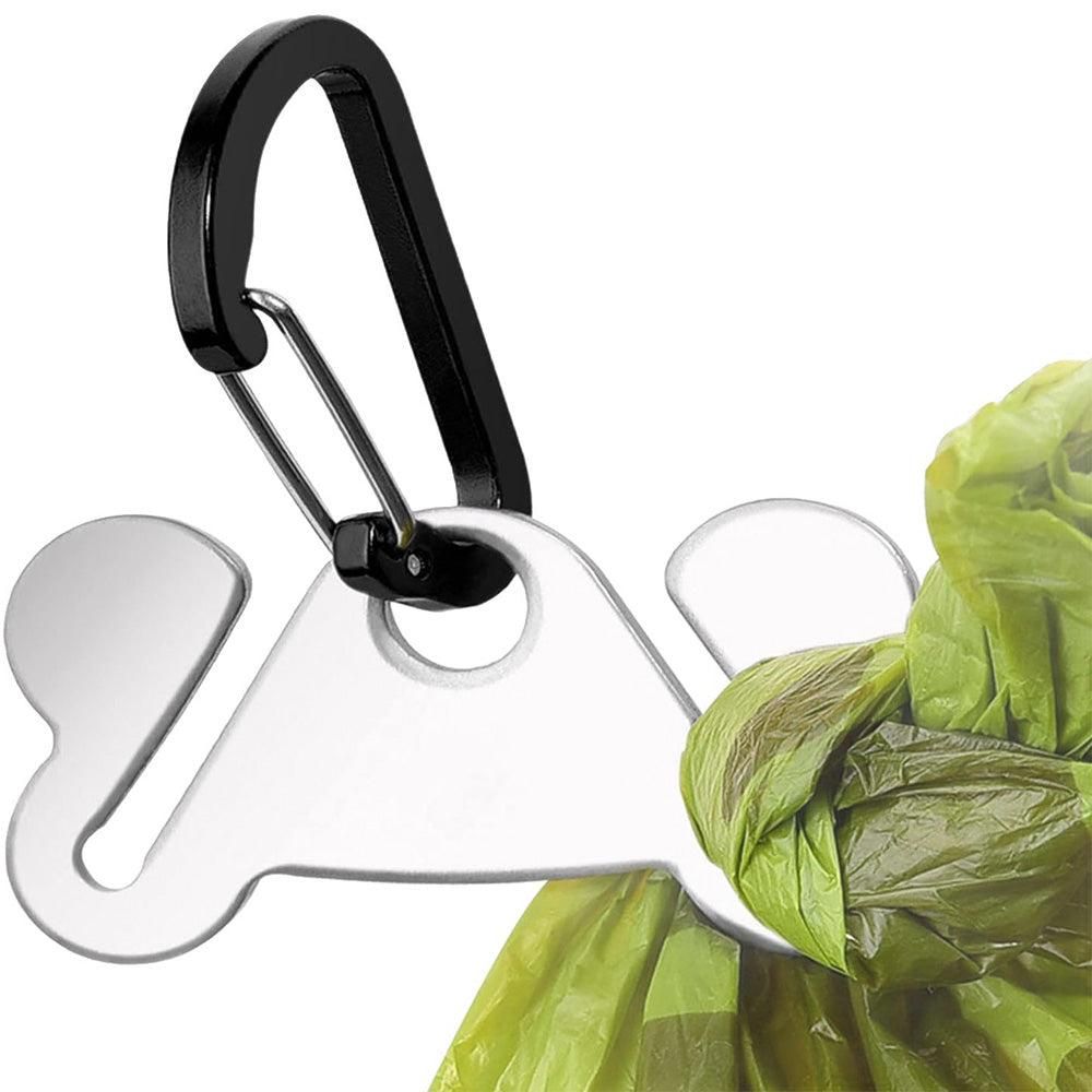 2PCS Metal Dog Poop Bag Holder Clips - Hands-Free Leash Attachment