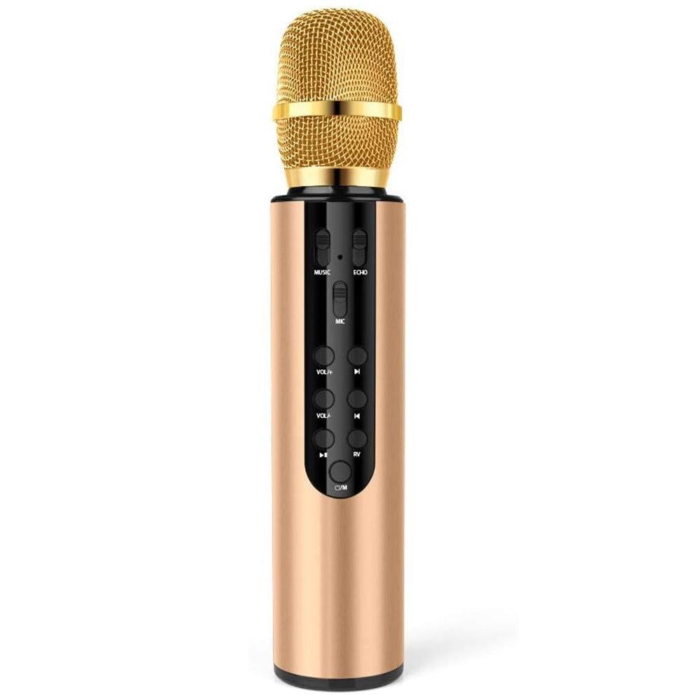 Multifunctional Wireless Bluetooth Karaoke Microphone Gold