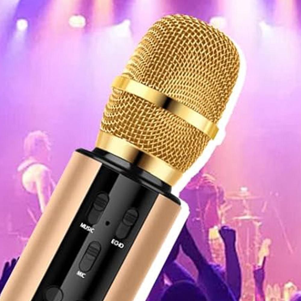 Multifunctional Wireless Bluetooth Karaoke Microphone Gold