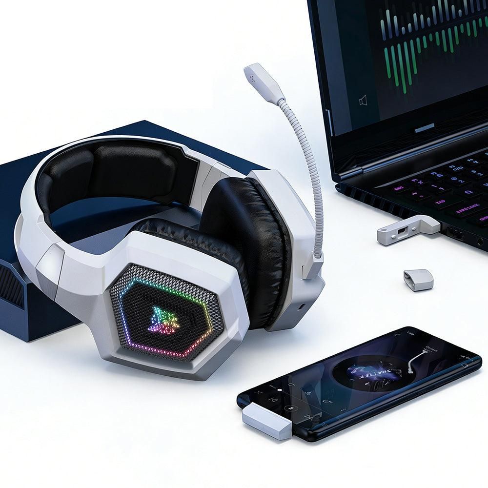 2.4GHz Wireless Gaming Headset with Flip Mic for PC White