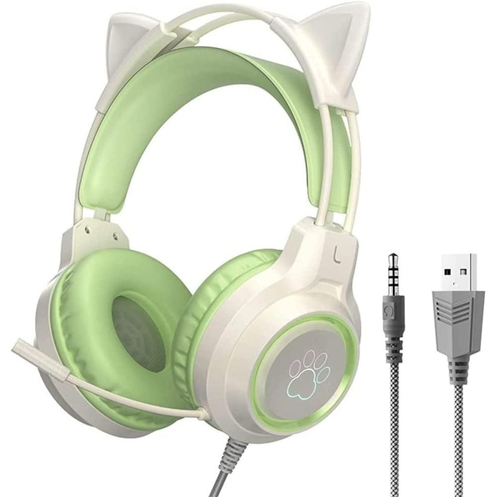 RGB Lighting Gaming Headset Cat Ear Headphone with Microphone Black
