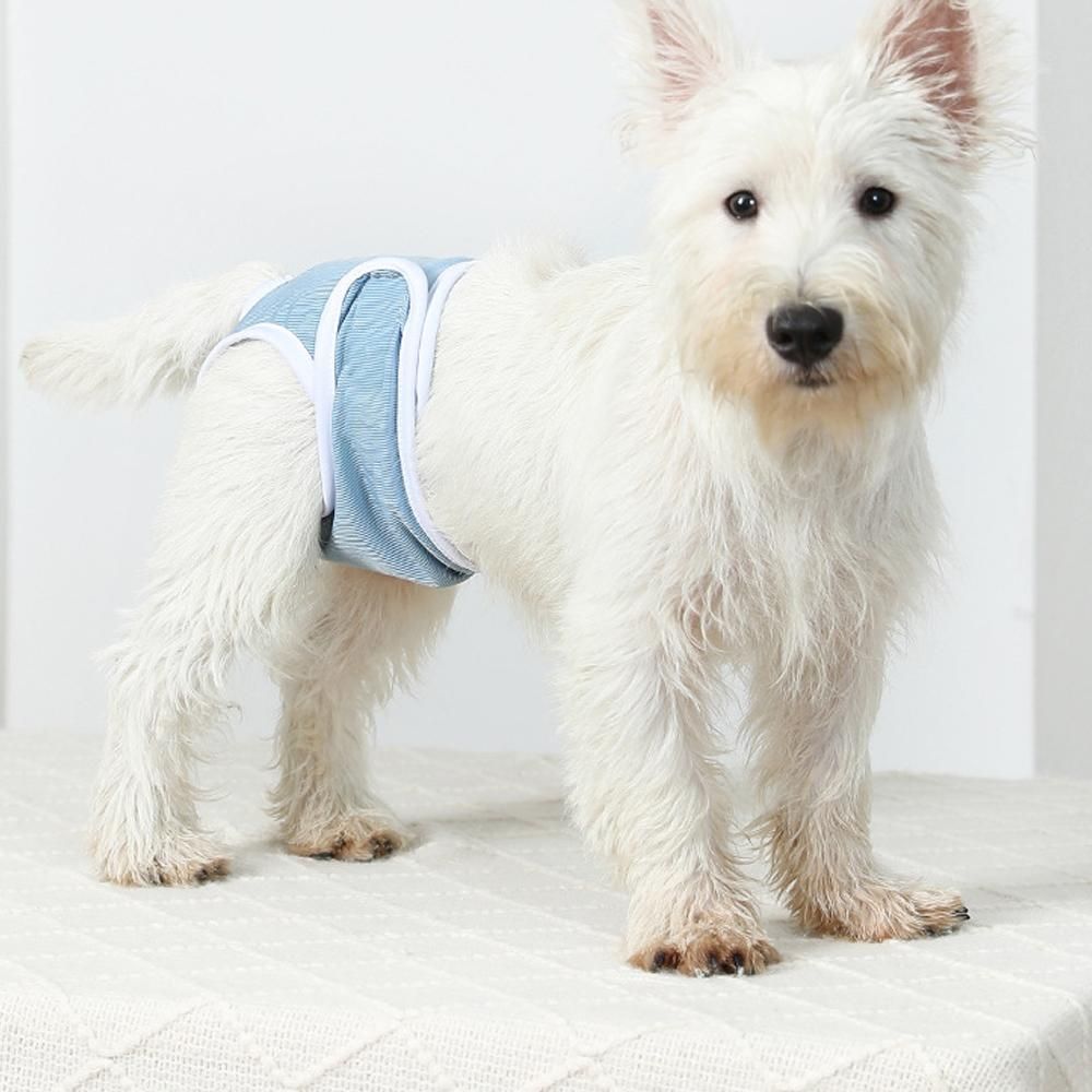 2pcs Dog Diapers Reusable Washable Nappy Wraps Panties for Pets Period Underpants-Blue L