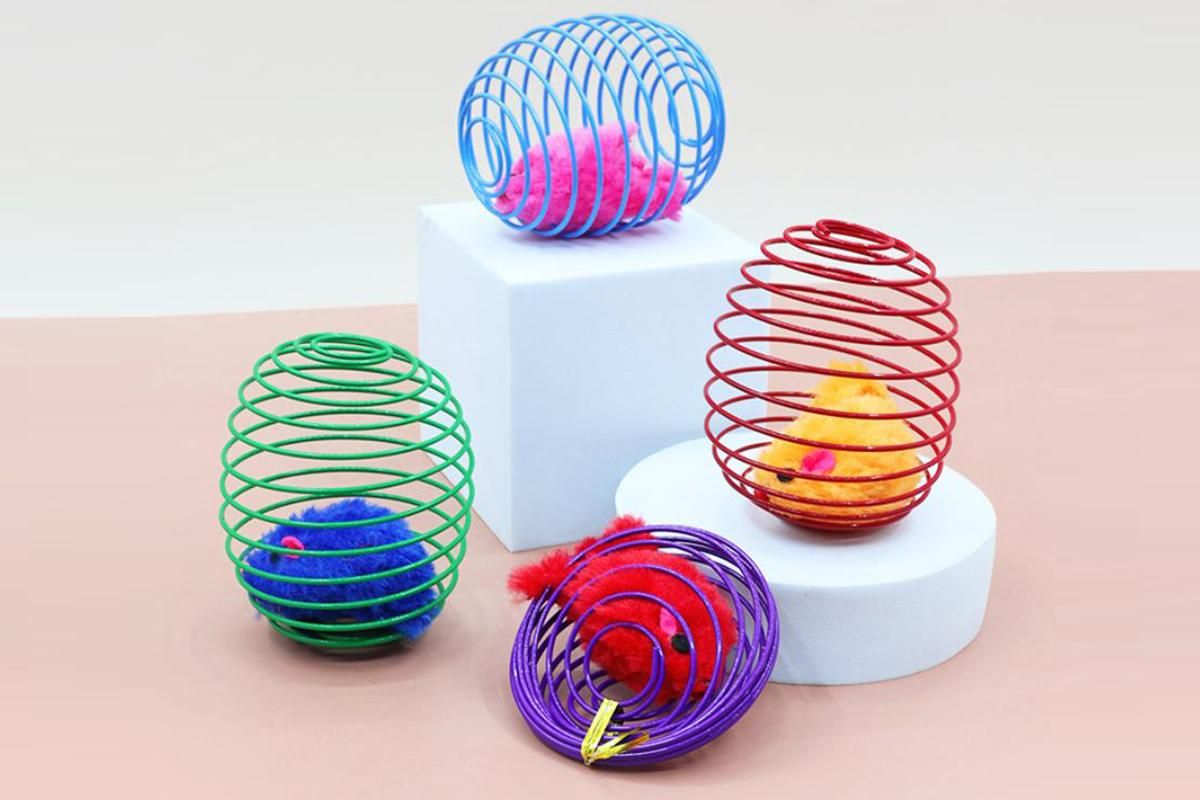 5Pcs Cat Spring Balls Toys Stretchable Rolling Balls Cat Spring Toys for Kitten