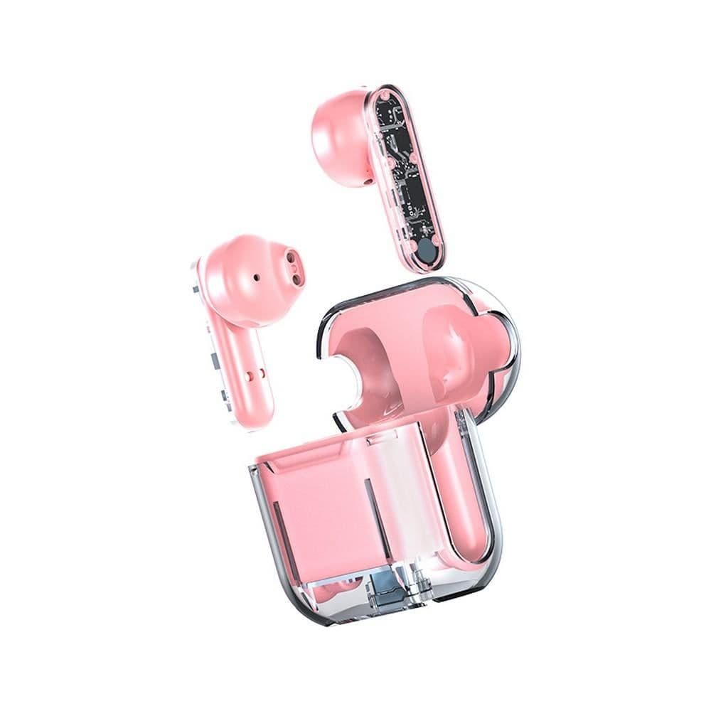 TWS Wireless Earphones 5.3 Bluetooth Headset with Mic HD Sound Auriculares Transparent Cute Half in Ear Headphones -Green