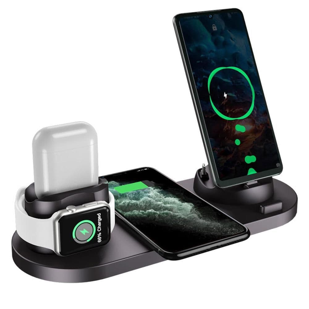 Wireless Charging Station 6 in 1 Charger Stand Dock White