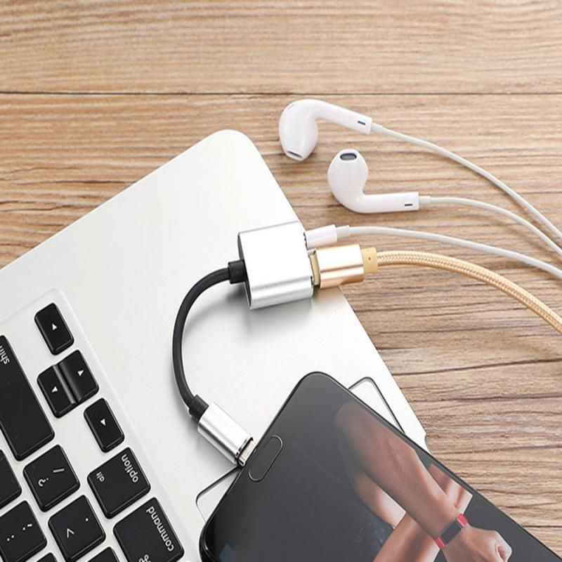 2-in-1 USB-C Charging 3.5mm Audio Adapter Converter For Type-C Android Smartphones(Pink)