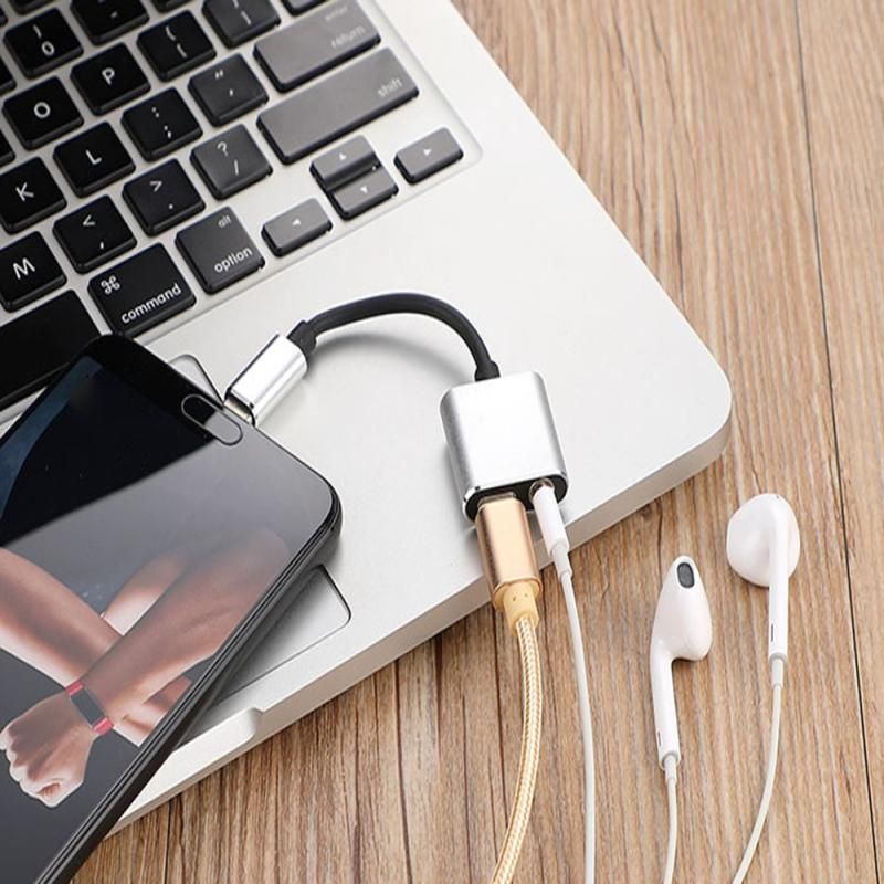 2-in-1 USB-C Charging 3.5mm Audio Adapter Converter For Type-C Android Smartphones(Pink)