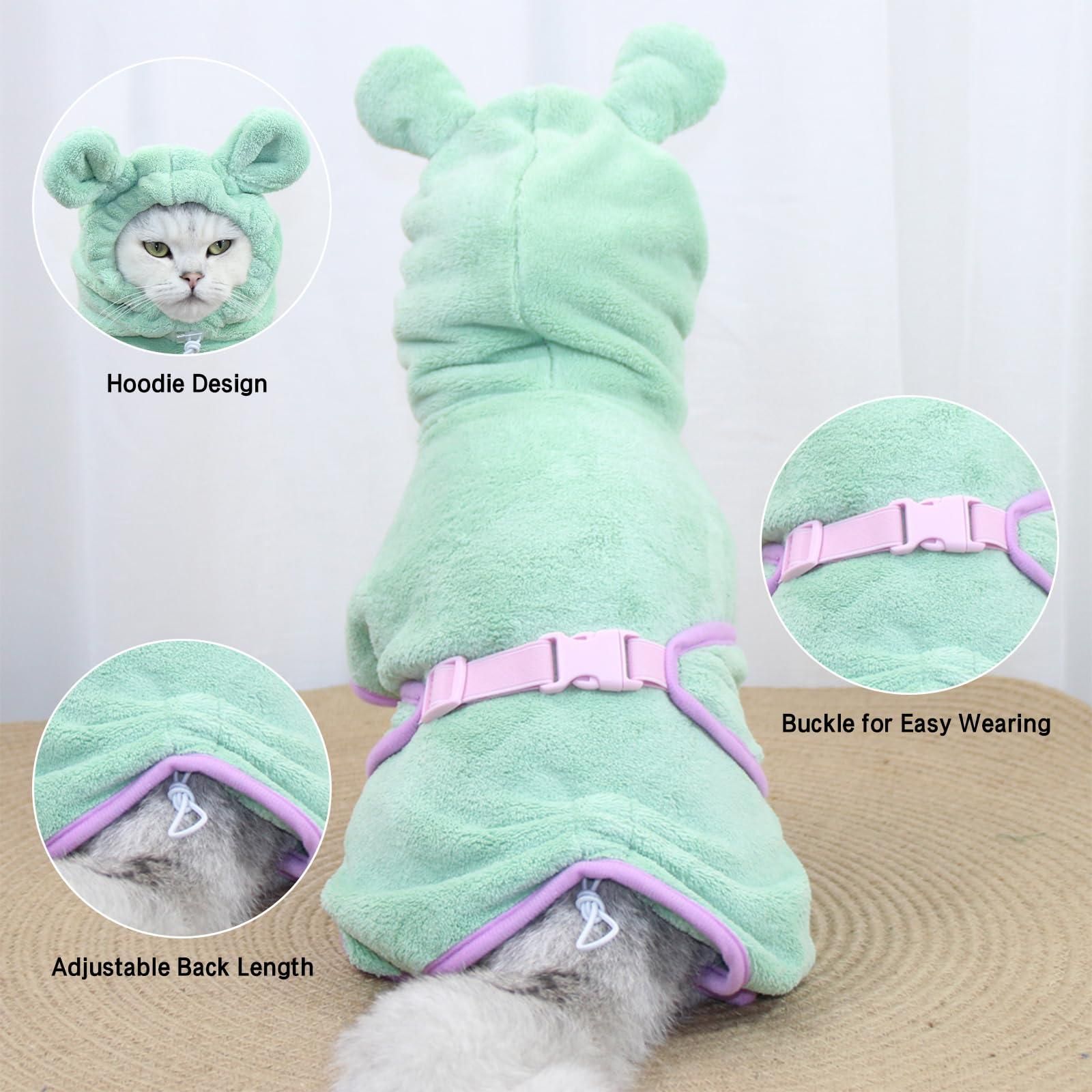 Pet Bathrobe Hooded Quick Dry Pink - S