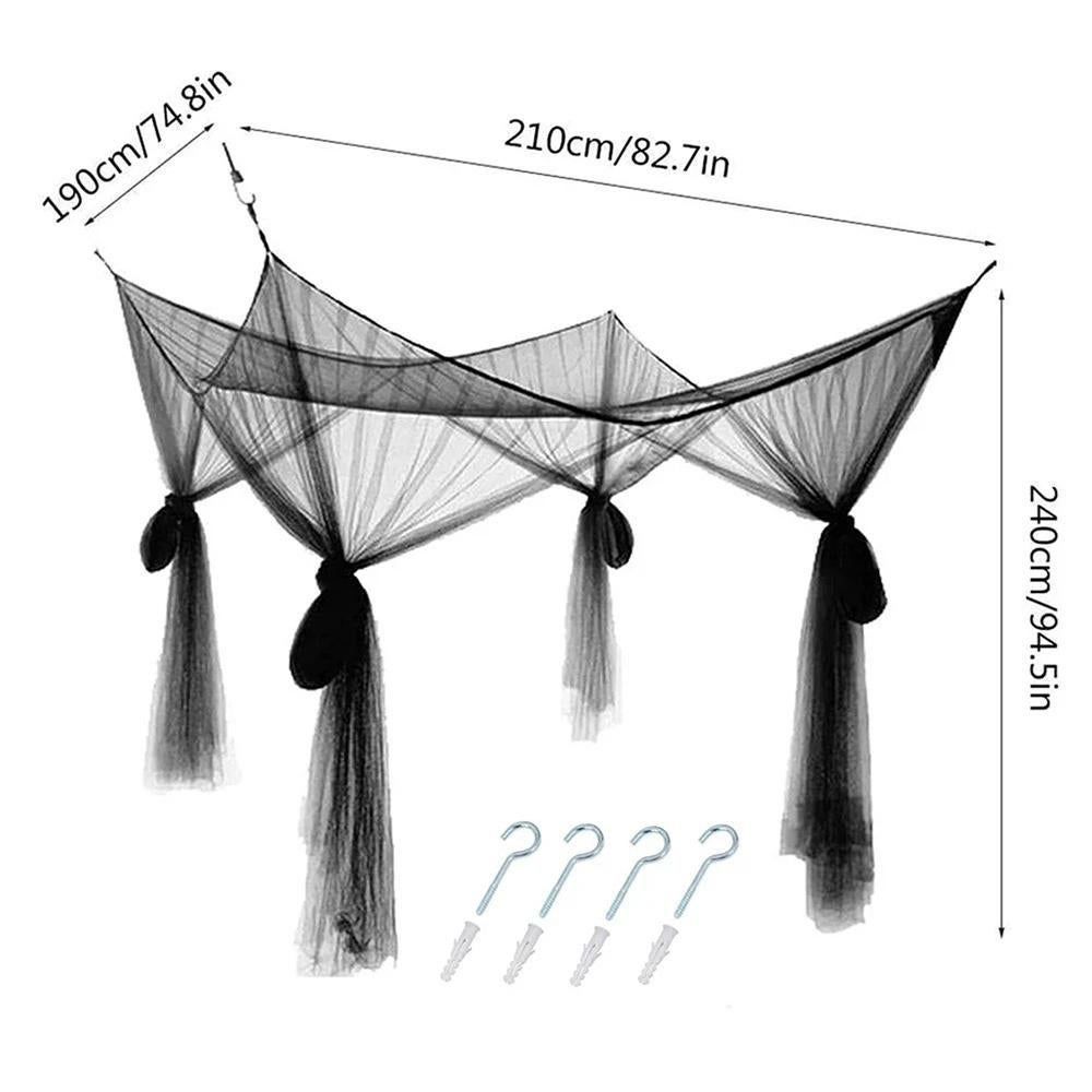 4 Opening Bed Canopy Net for Double Queen Bed Hanging Bed Net - White