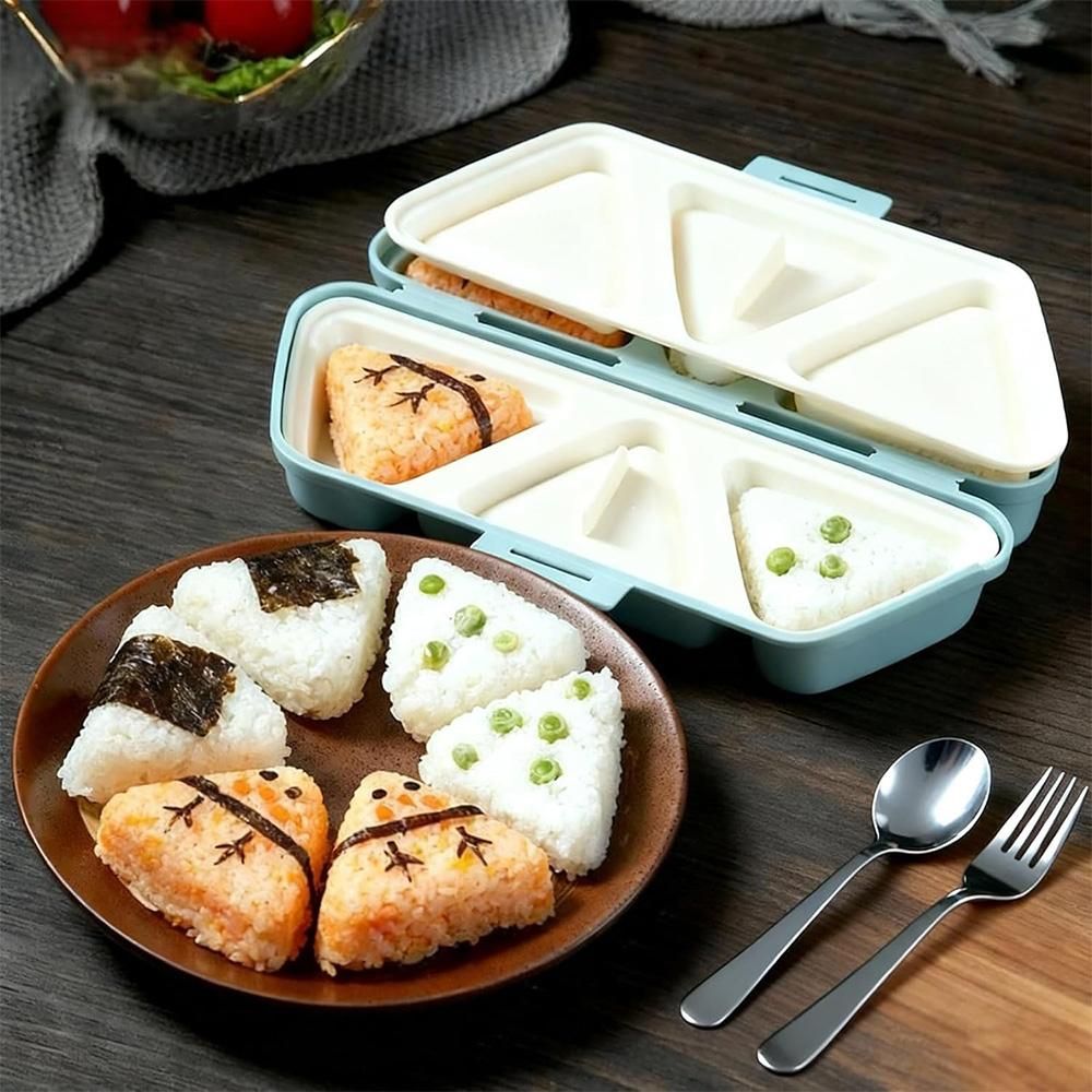 Foldable Japanese Rice Ball Mold Bento Maker Set with Spoon and Fork