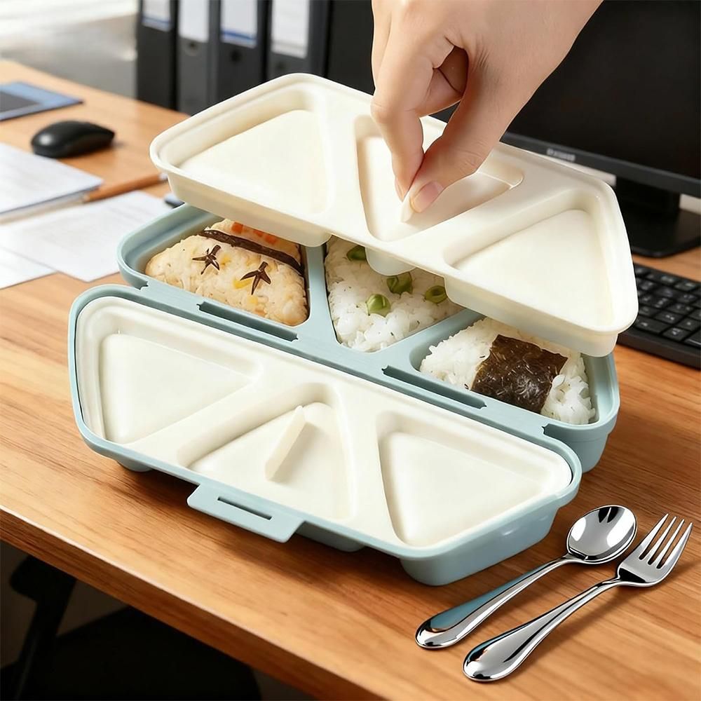 Foldable Japanese Rice Ball Mold Bento Maker Set with Spoon and Fork