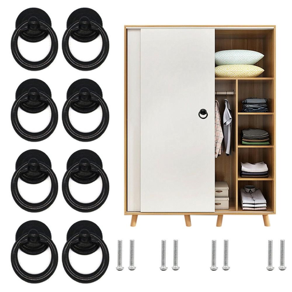 8 Pack Round Cabinet Knobs Zinc Alloy Drawer Pull Handles for Furniture - Black