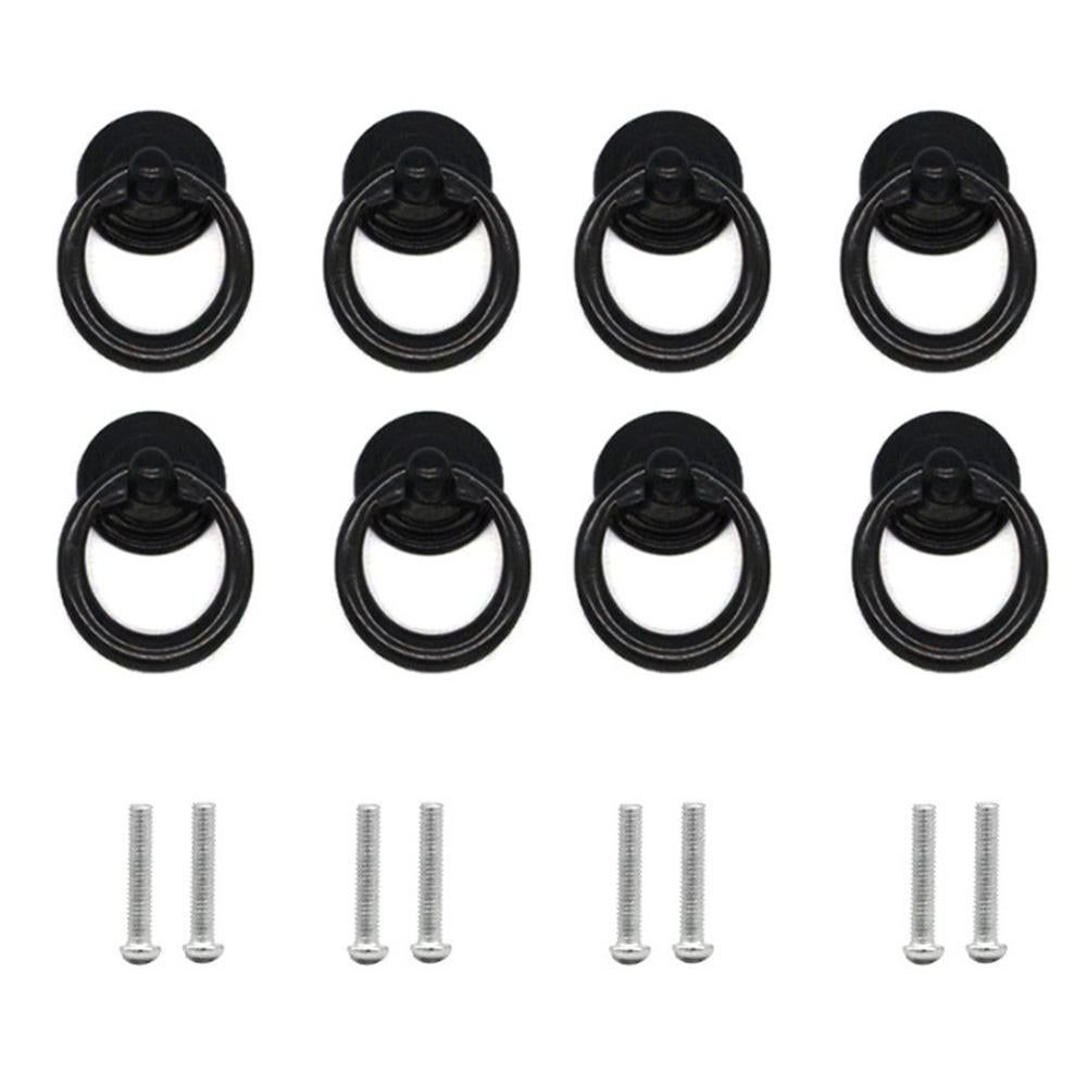 8 Pack Round Cabinet Knobs Zinc Alloy Drawer Pull Handles for Furniture - Black
