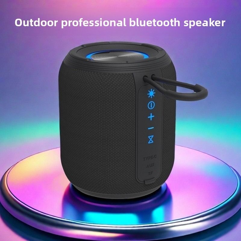 Outdoor Waterproof Portable Bluetooth Speaker, IPX5 Waterproof Subwoofer, 24-Hour Battery Life, RGB Lighting Wireless Speaker, Ideal for Camping and Home Use - Blue
