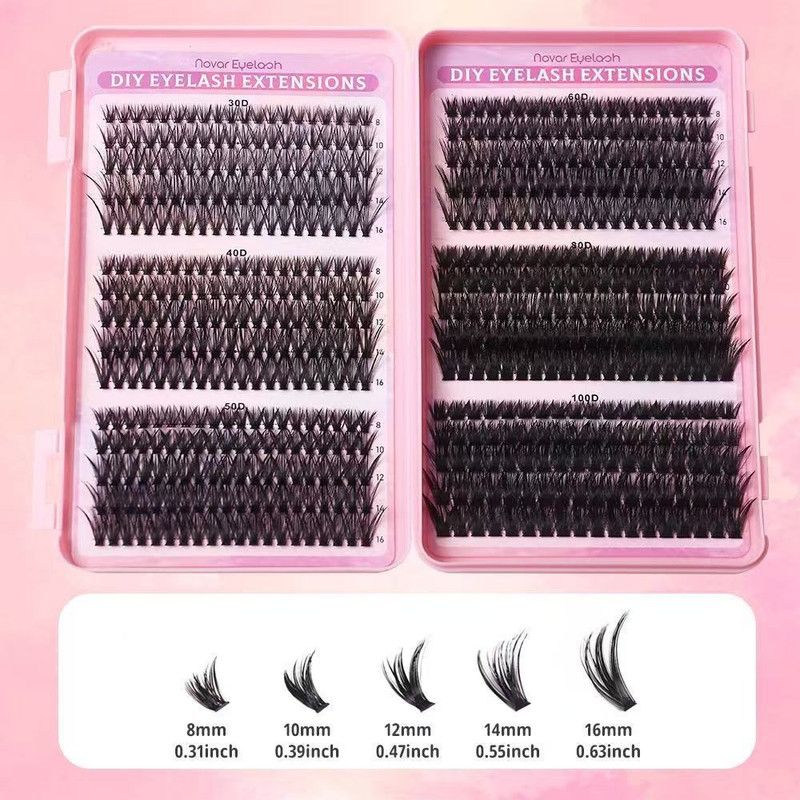 Segmented Cluster False Eyelash Set, 8–16 mm Mixed Lengths, Natural and Voluminous Eyelash Extensions