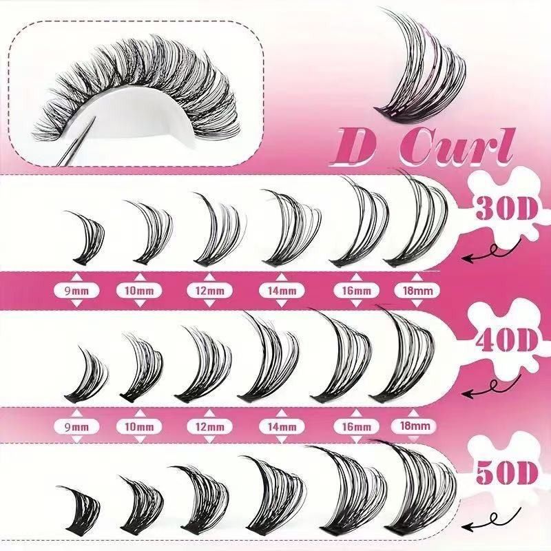 Segmented Cluster False Eyelash Set, 8–16 mm Mixed Lengths, Natural and Voluminous Eyelash Extensions