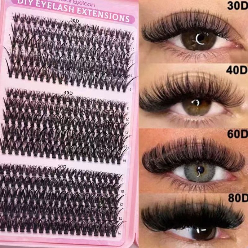 Segmented Cluster False Eyelash Set, 8–16 mm Mixed Lengths, Natural and Voluminous Eyelash Extensions