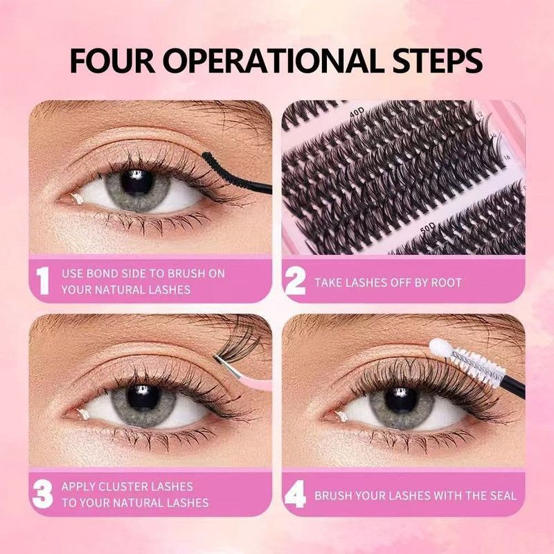 Segmented Cluster False Eyelash Set, 8–16 mm Mixed Lengths, Natural and Voluminous Eyelash Extensions